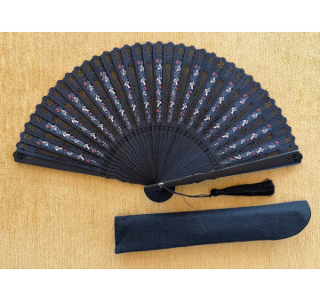 Abanico bambú calado flores