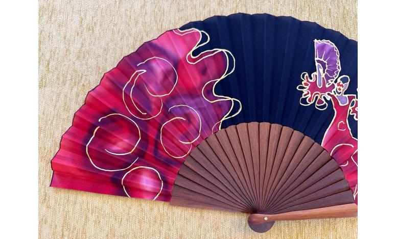 Abanico seda flamenca