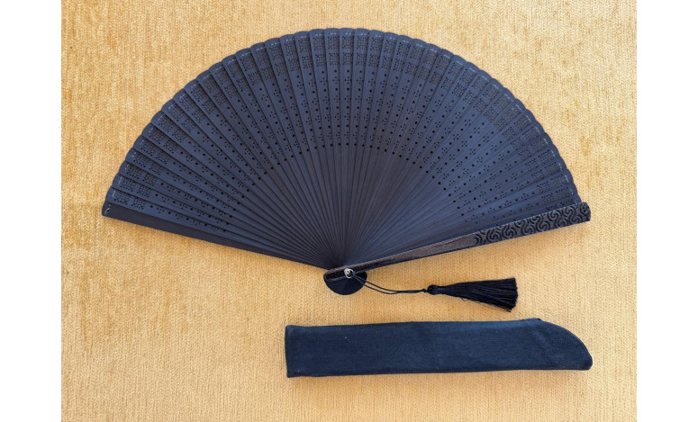 Abanico bambú baraja negro