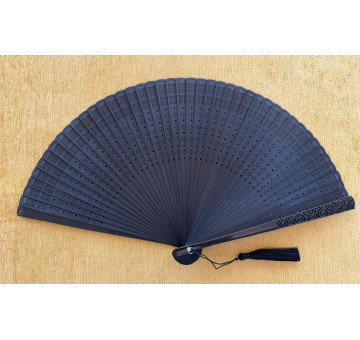 Abanico bambú baraja negro 2