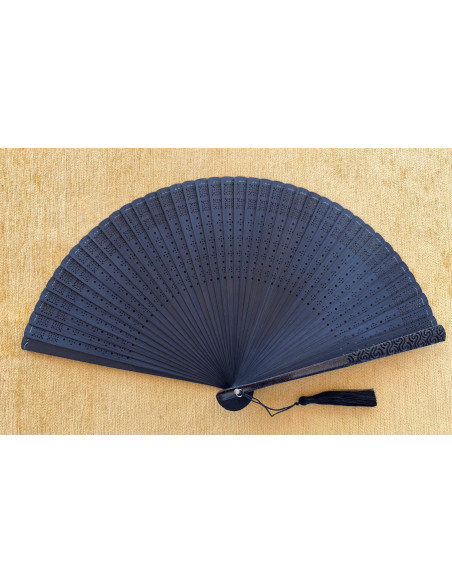 Abanico bambú baraja negro