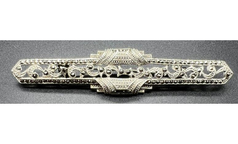Broche plata marcasitas