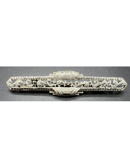 Broche plata marcasitas