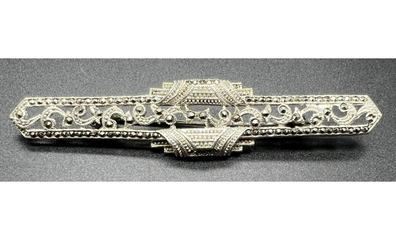 Broche plata marcasitas