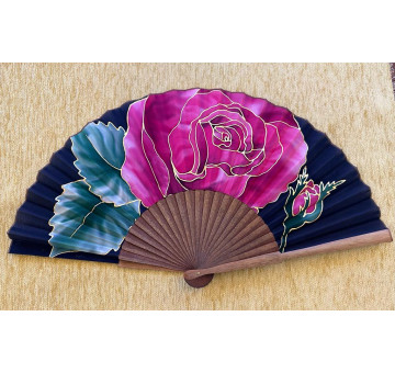 Abanico seda rosa