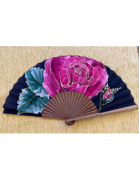 Abanico seda rosa
