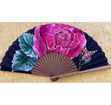 Abanico seda rosa 2