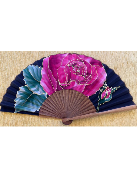 Abanico seda rosa