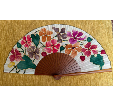 Abanico seda flores 2