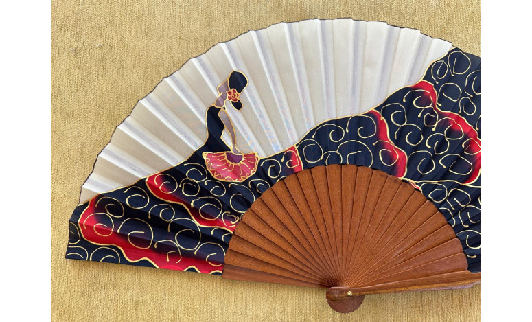 Abanico seda flamenca