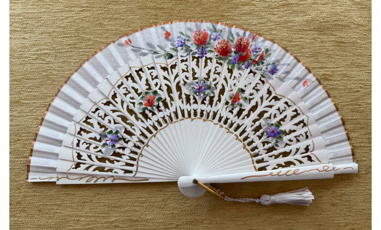 Abanico bolso flores calado