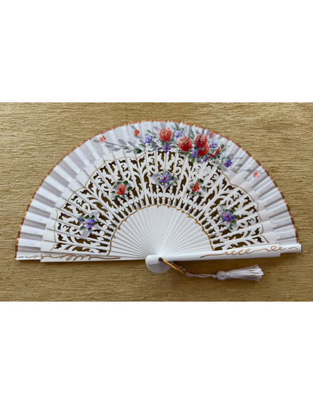 Abanico bolso flores calado