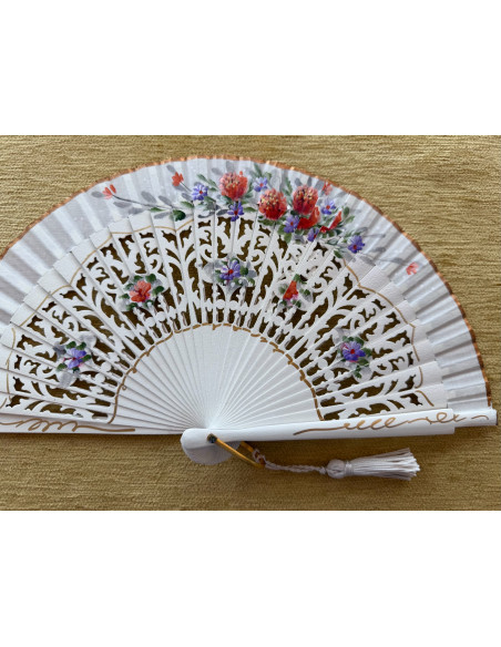 Abanico bolso flores calado