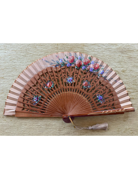 Abanico bolso flores calado