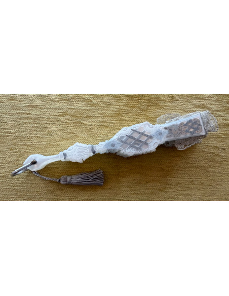 Abanico nacarina encaje plata