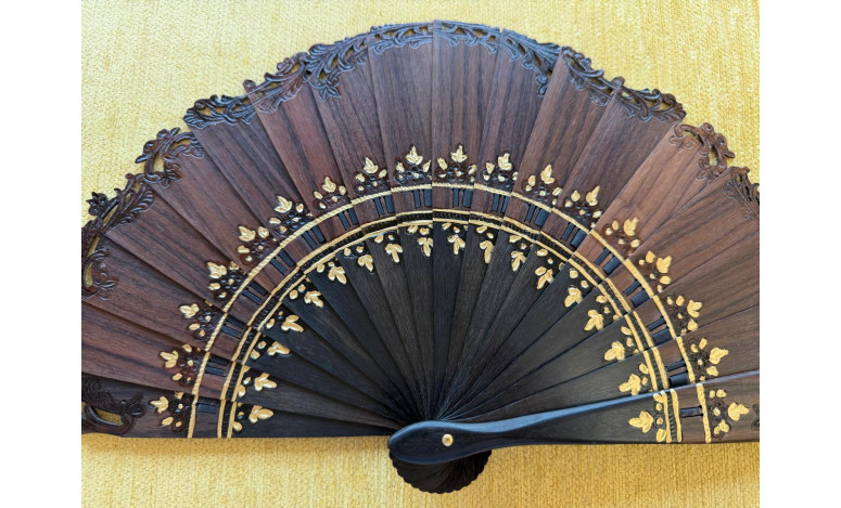 Abanico baraja palosanto y ébano