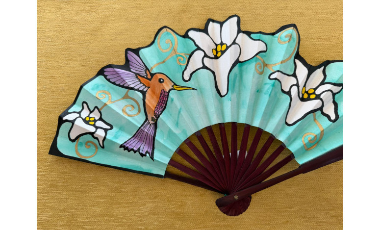 Abanico seda colibrí