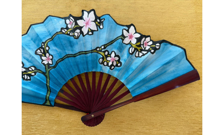 Abanico seda flor almendro