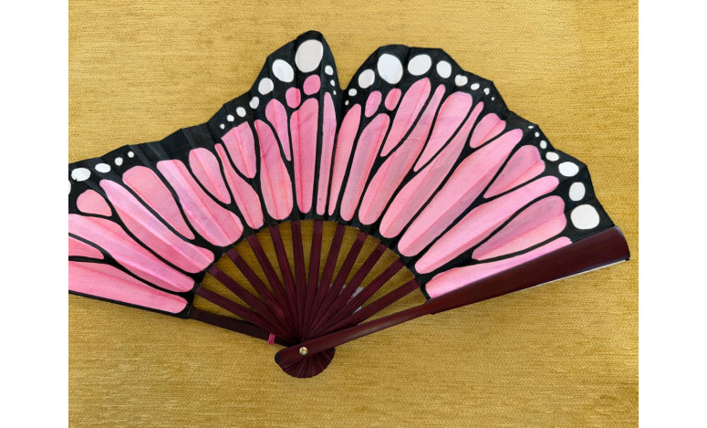 Abanico seda mariposa