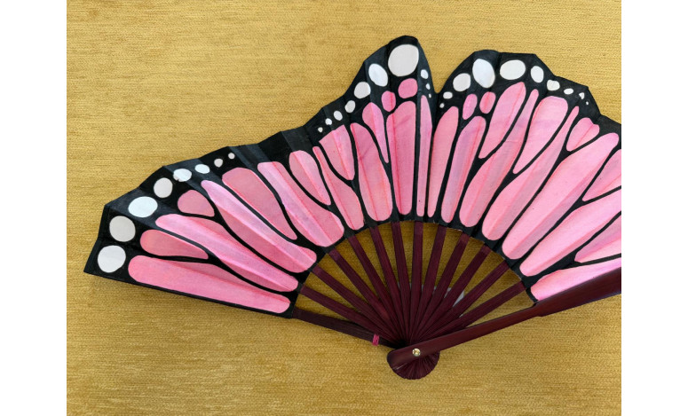 Abanico seda mariposa