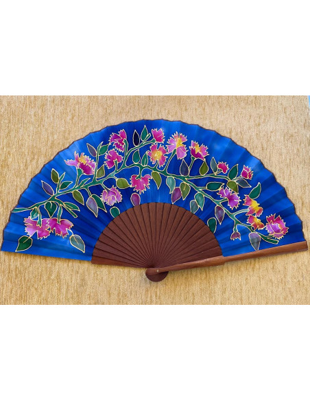 Abanico seda flores