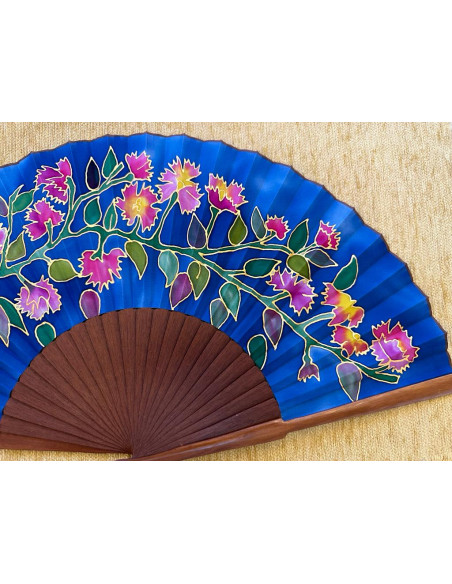 Abanico seda flores