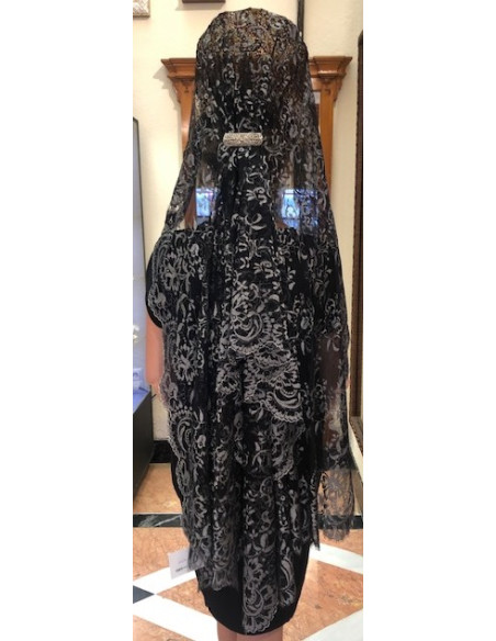 Mantilla máquina 100*220 negro-plata