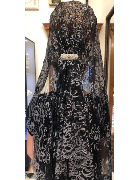 Mantilla máquina 100*220 negro-plata