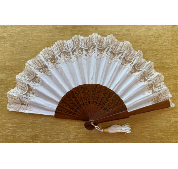 Abanico puntilla marfil