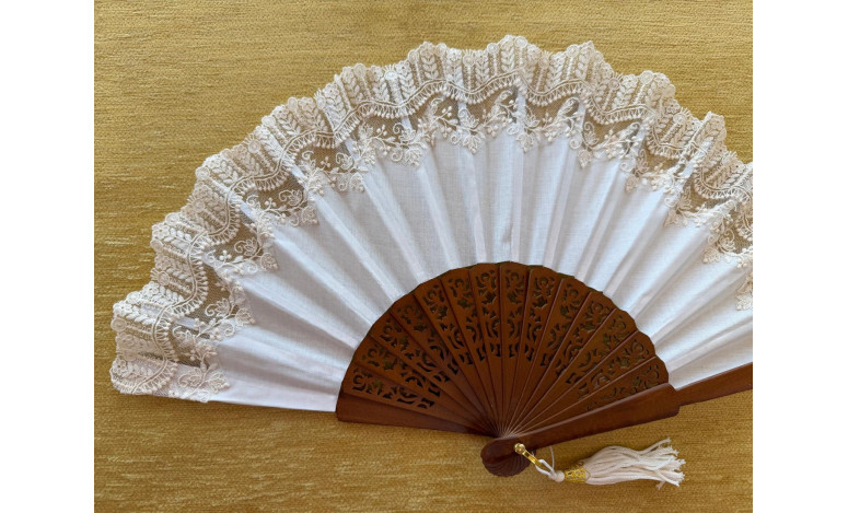 Abanico puntilla marfil