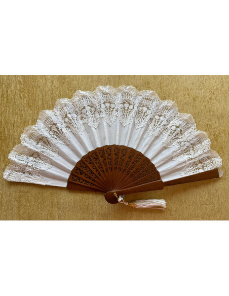 Abanico encaje marfil