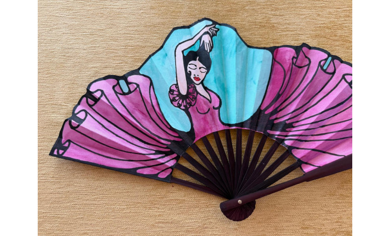 Abanico seda flamenca