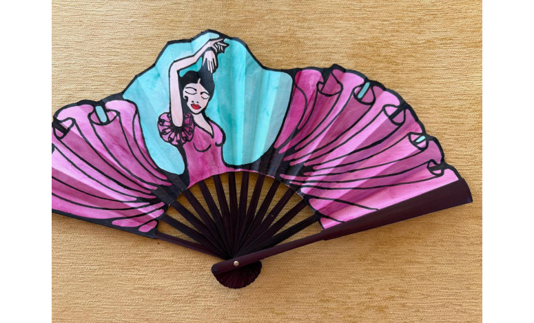 Abanico seda flamenca