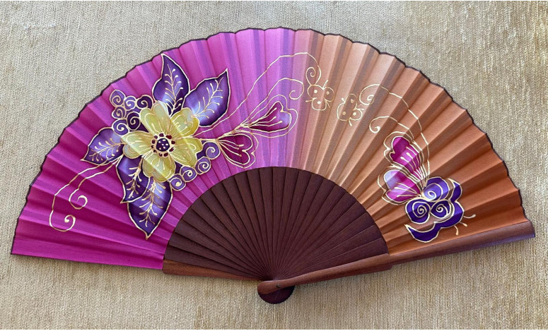 Abanico seda flor