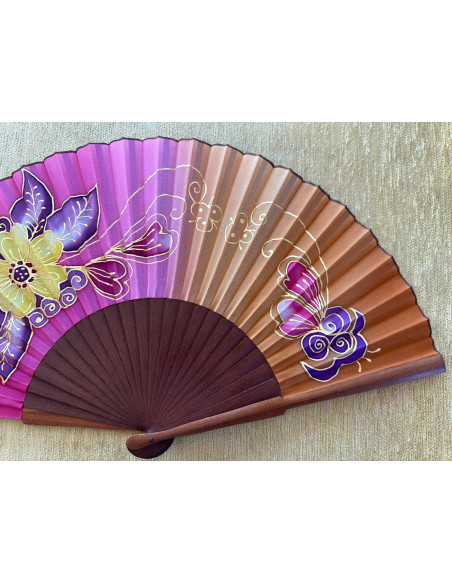 Abanico seda flor