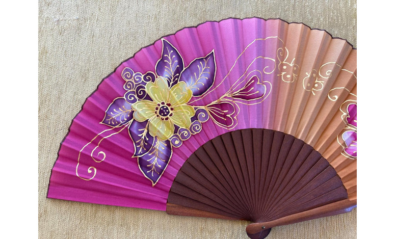 Abanico seda flor