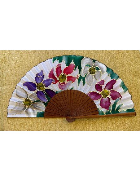 Abanico seda flores
