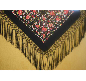 Mantón bordado a mano en seda 100 cm 2