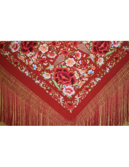 Mantón bordado a mano en seda 140cm