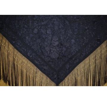 Mantón bordado a mano en seda 140 cm 2