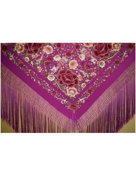 Mantón bordado a mano en seda 140cm