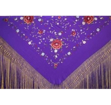 Mantón bordado a mano en seda 140 cm 2