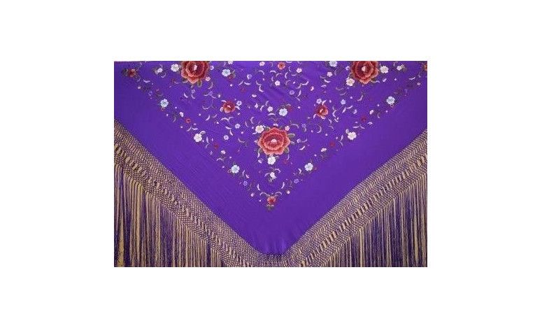 Mantón bordado a mano en seda 140 cm