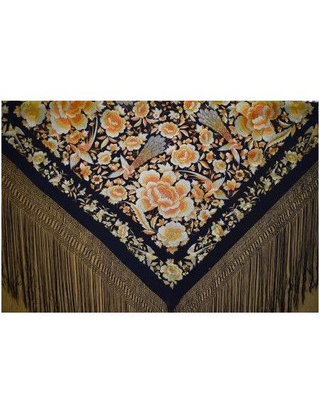 Mantón bordado a mano en seda 140cm