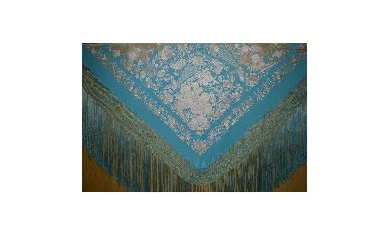 Mantón bordado a mano en seda 140cm