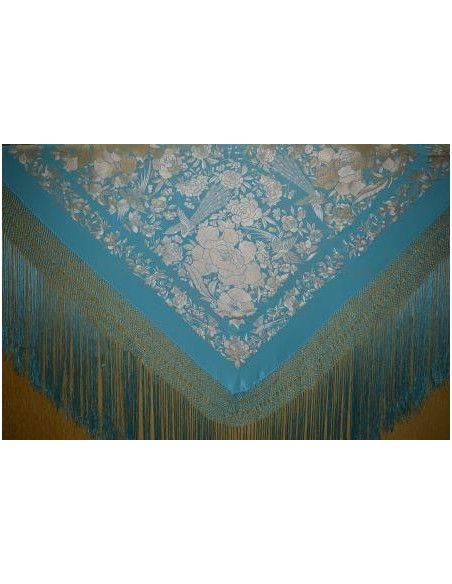 Mantón bordado a mano en seda 140cm