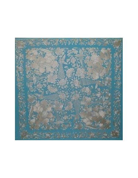 Mantón bordado a mano en seda 140cm