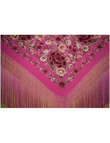 Mantón bordado a mano en seda 140cm