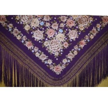 Mantón mano seda 135cm 2
