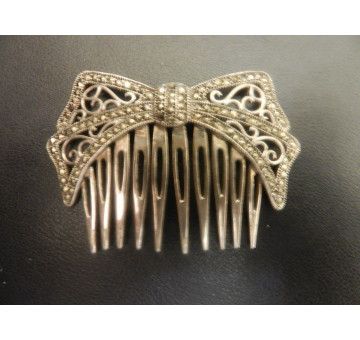 Peinecillo plata con marcasitas 6*1 cm